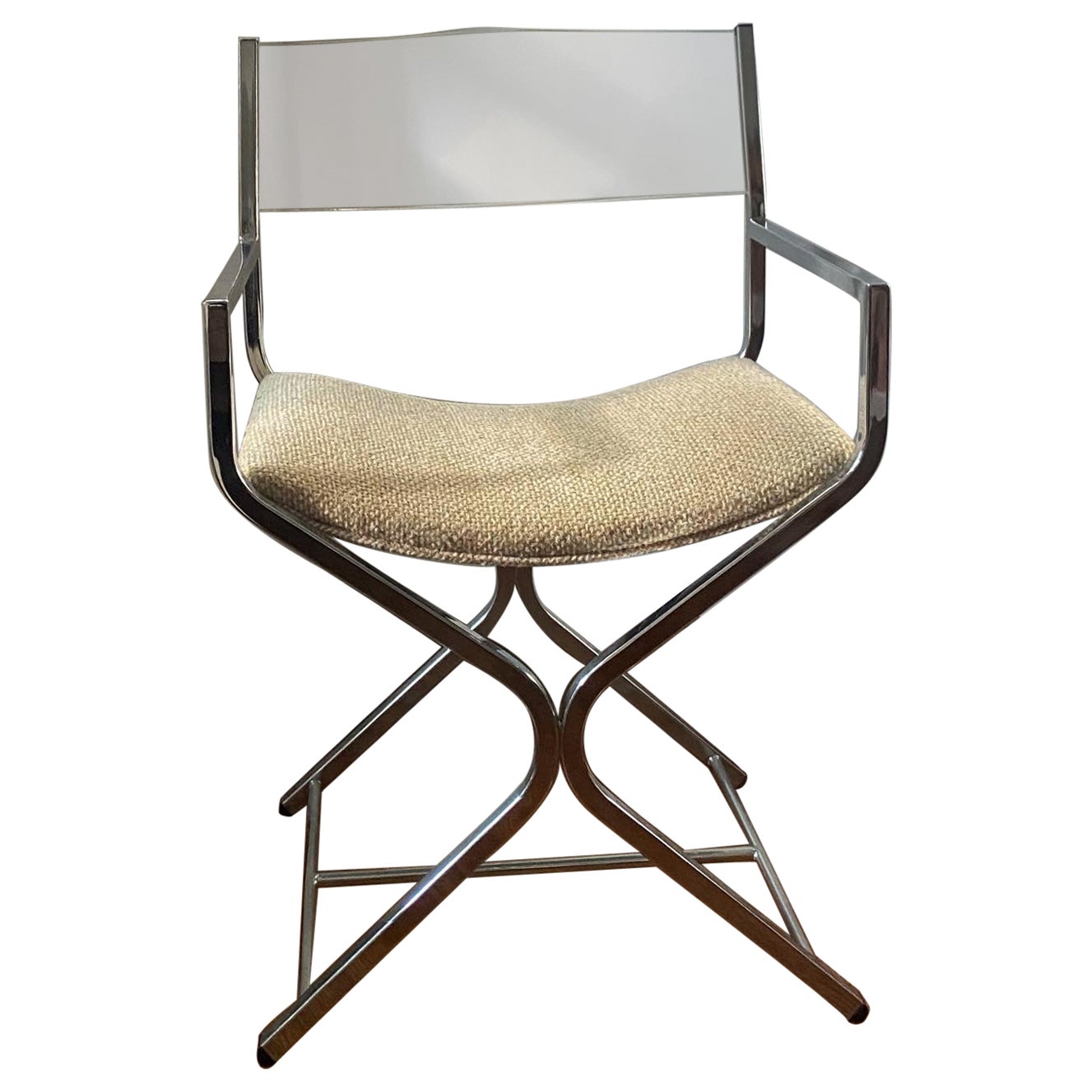 Lucite and Chrome Directors Chair