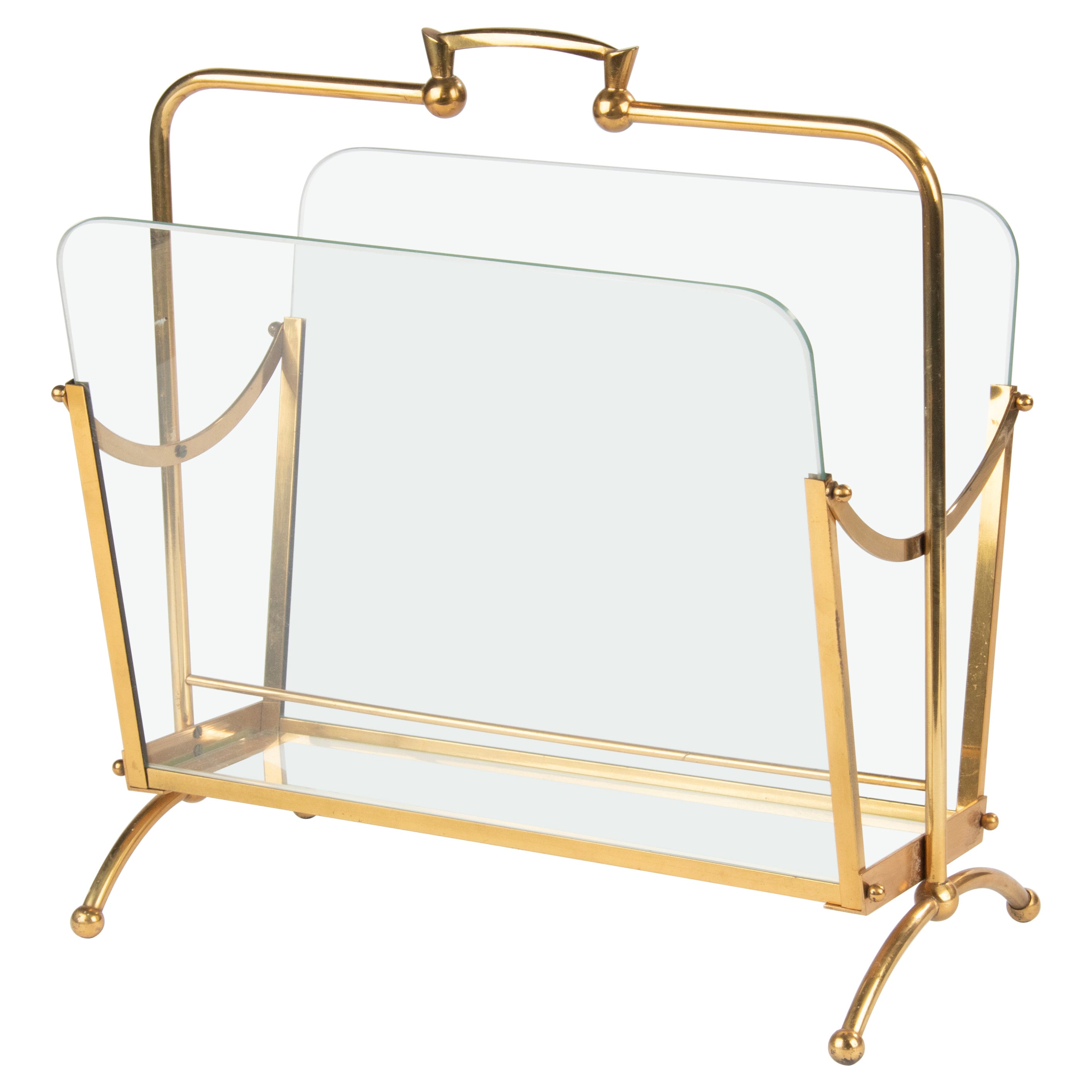 Mid-Century Modern Hollywood Regency Brass Colored Magazine Rack/Stand