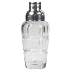 Mid-Century Modern Crystal Cocktail Shaker with Silver Plated Top, Carme