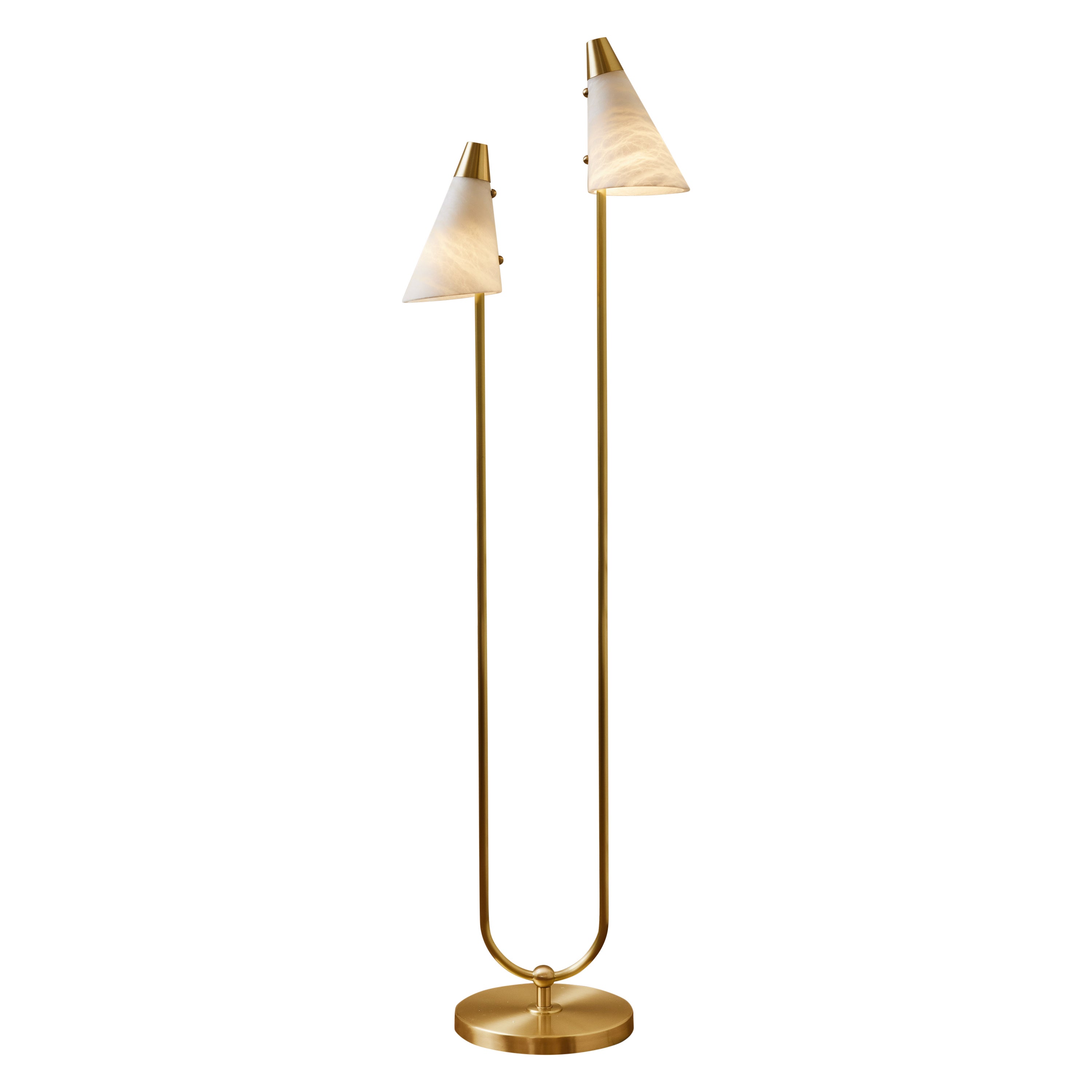 Brass and Alabaster Floor Lamp by Studio Glustin For Sale