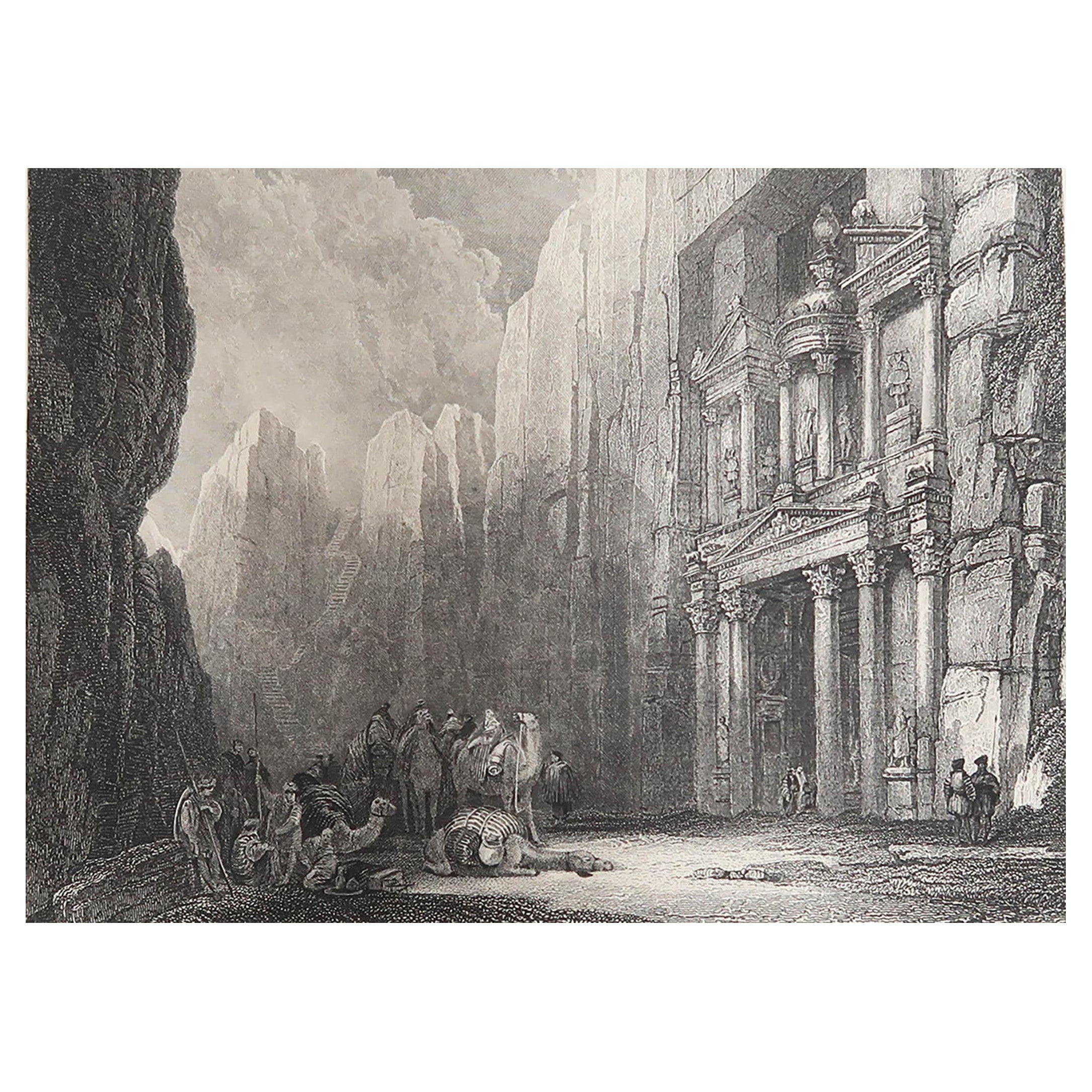 Original Antique Print of the Ancient City of Petra After David Roberts, C.1850