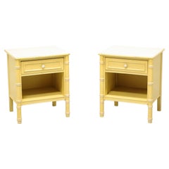Mid 20th Century Faux Bamboo Asian Influenced Nightstands - Pair