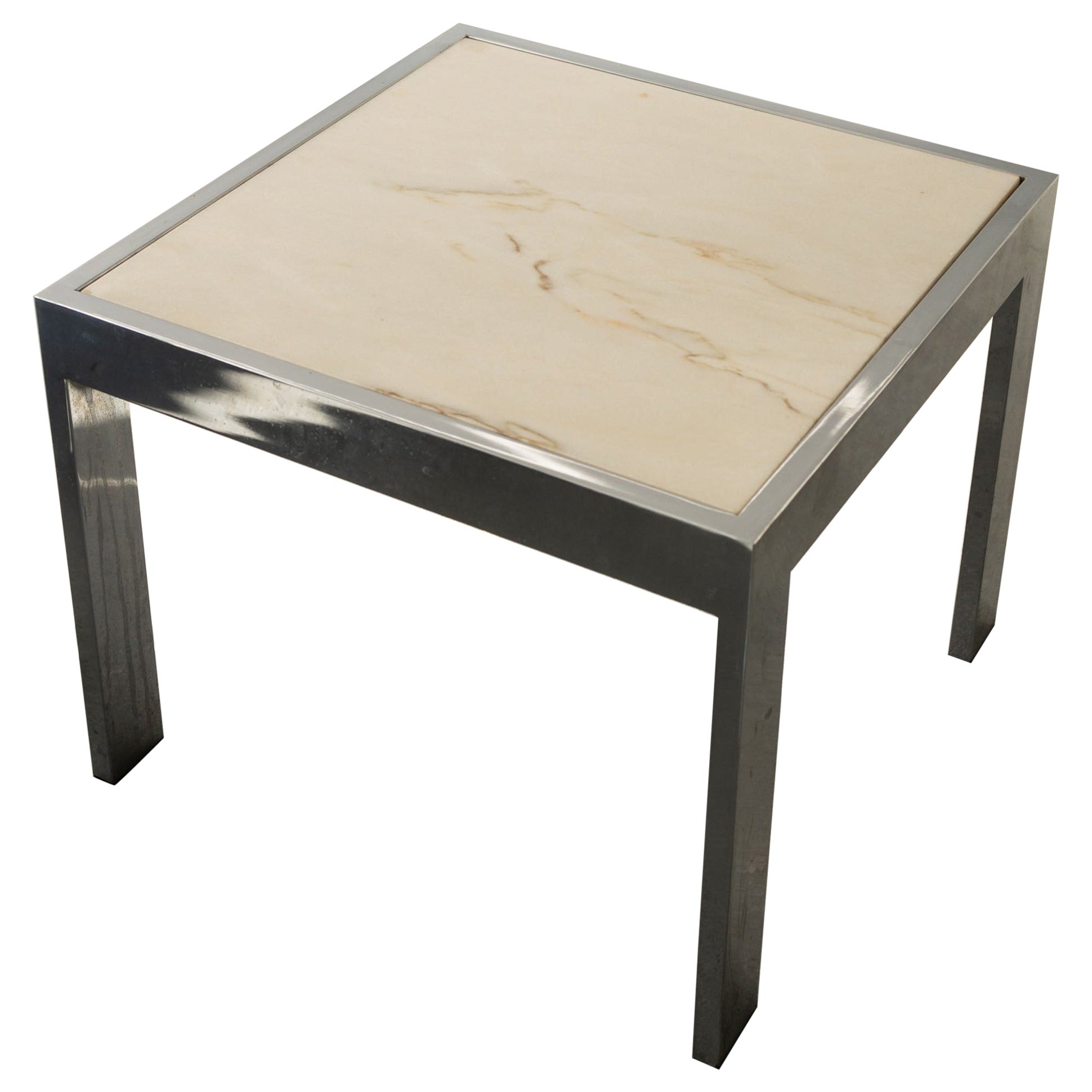 Leon Rosen Chrome and Glass Top Side or Small Coffee Table for Pace