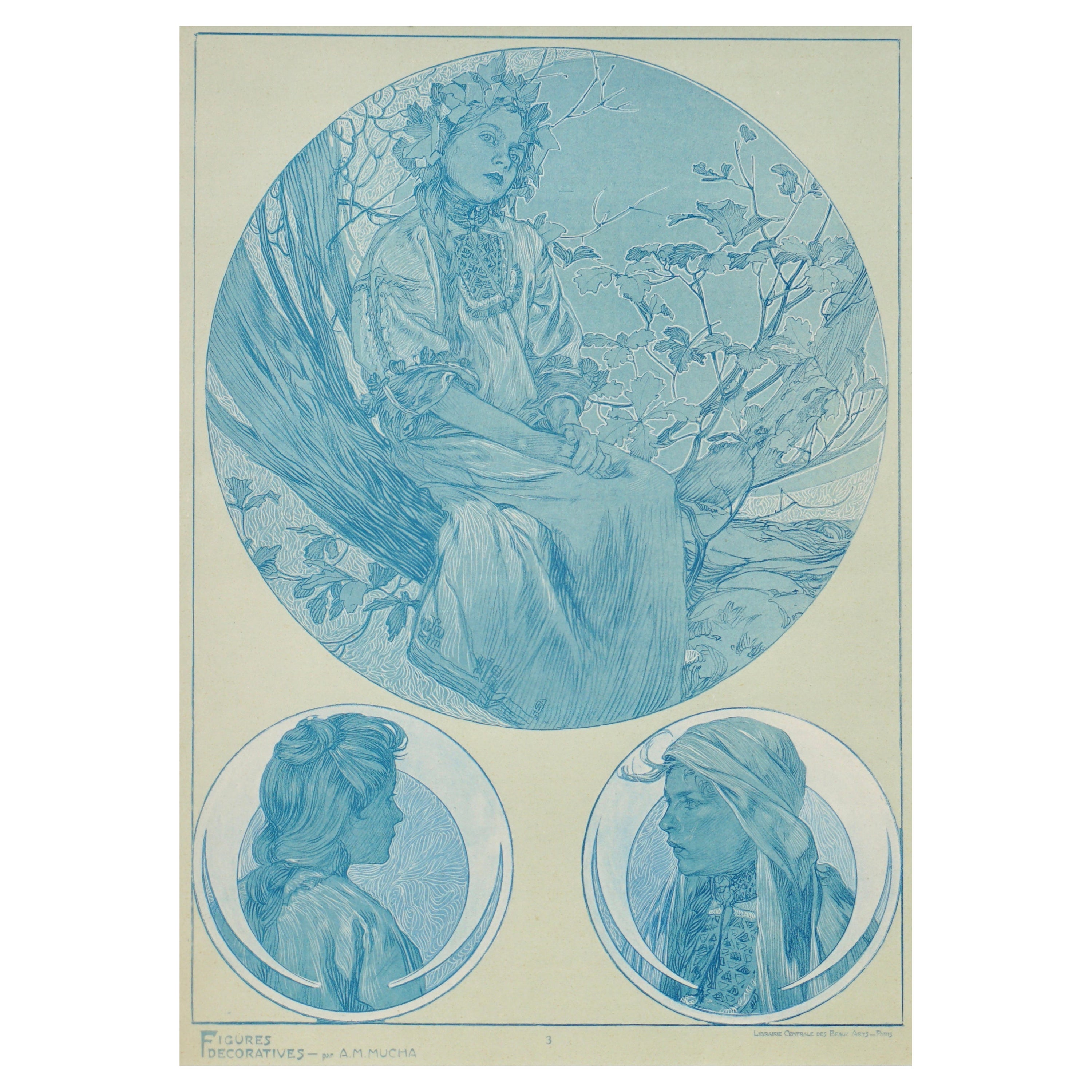 Alphonse Mucha Figures Decoratives Poster Plate 9 For Sale at 1stDibs