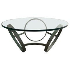 Post Modern Circular Glass and Bronze Coffee Table