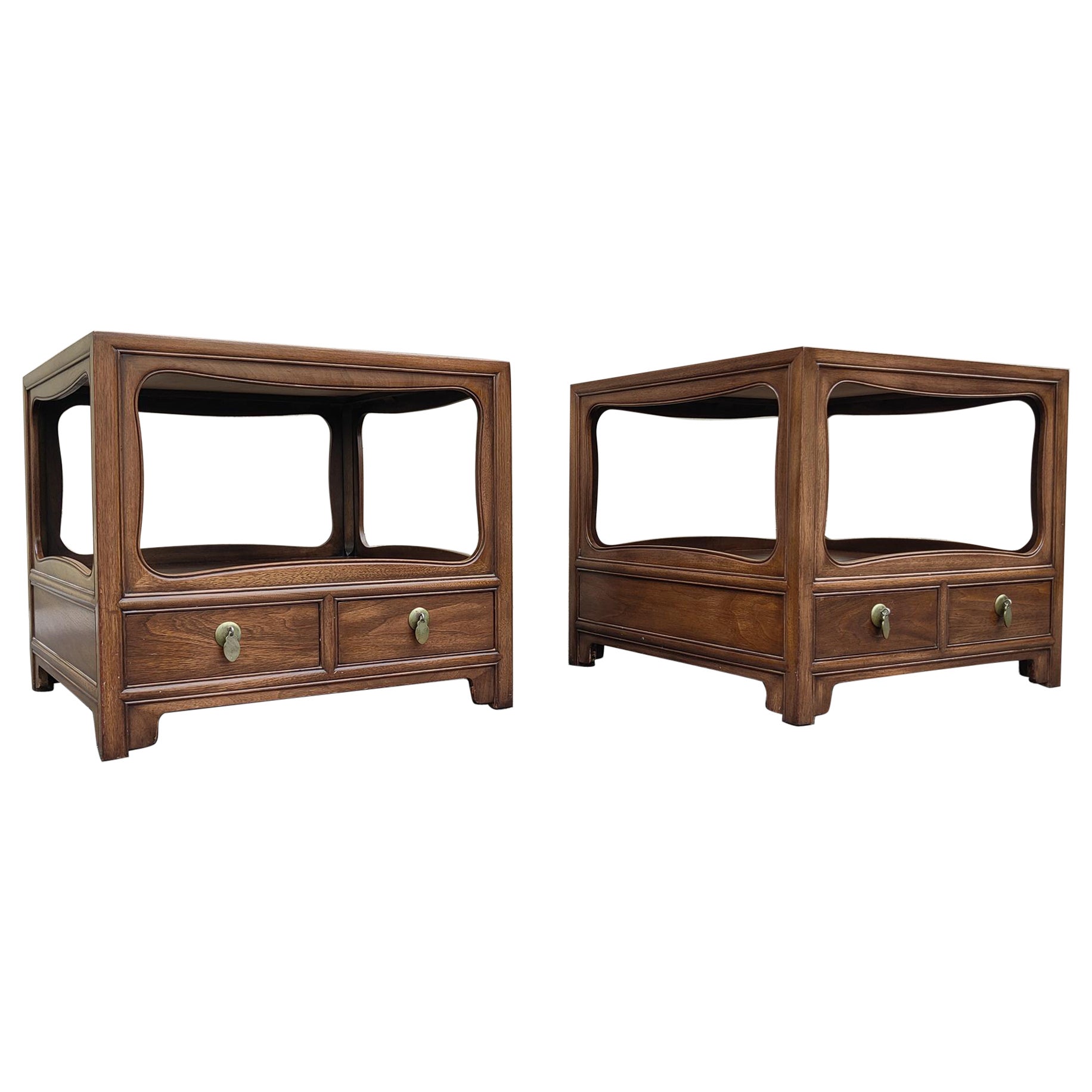 Pair of Michael Taylor for Baker Large Nightstands or End Tables in Mahogany For Sale