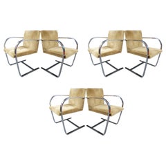 Six Suede Brno Chairs by Mies Van Der Rohe for Knoll