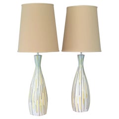 Beautiful Pair of Large Glazed Italian Ceramic Lamps