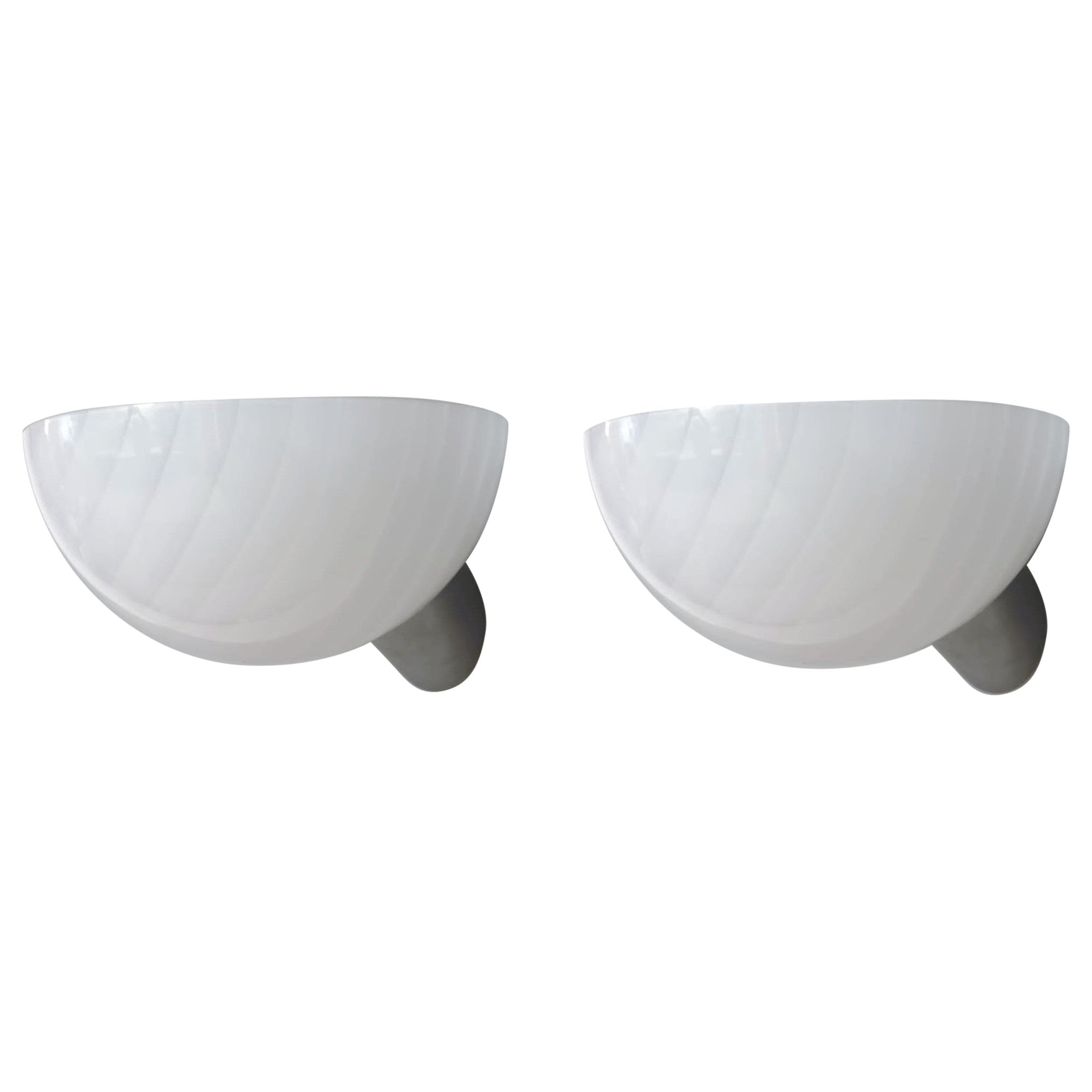 Paire d'appliques lumineuses de Murano blanches, 6 paires disponibles