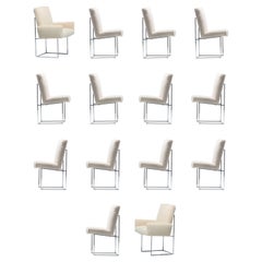 Set of Fourteen Milo Baughman for Thayer Coggin Dining Chairs in Ivory Bouclé