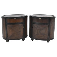 McGuire Pair of Oval Nightands