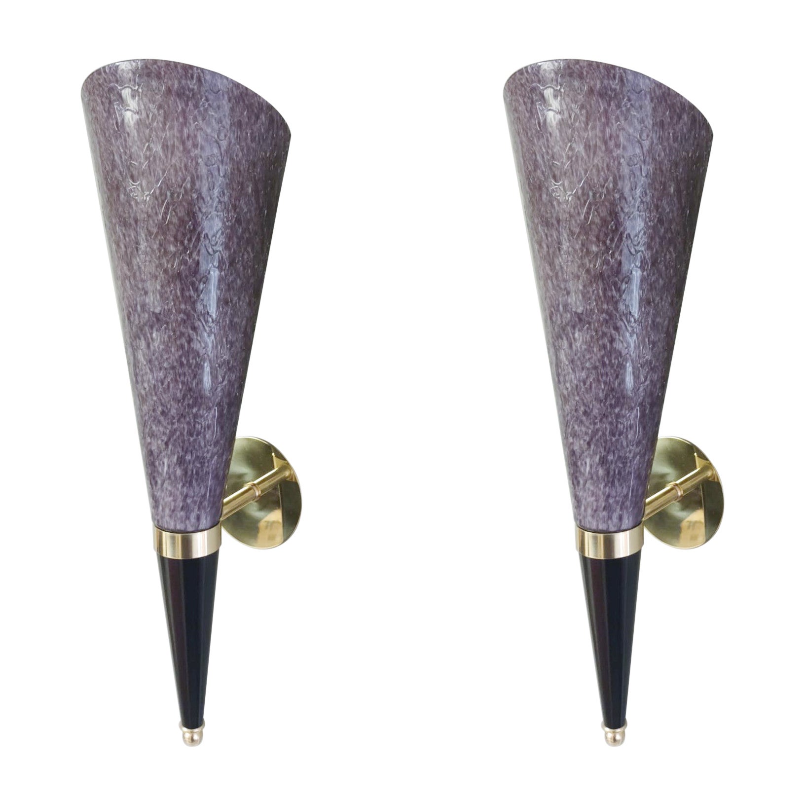 Paire d'appliques torchères violettes