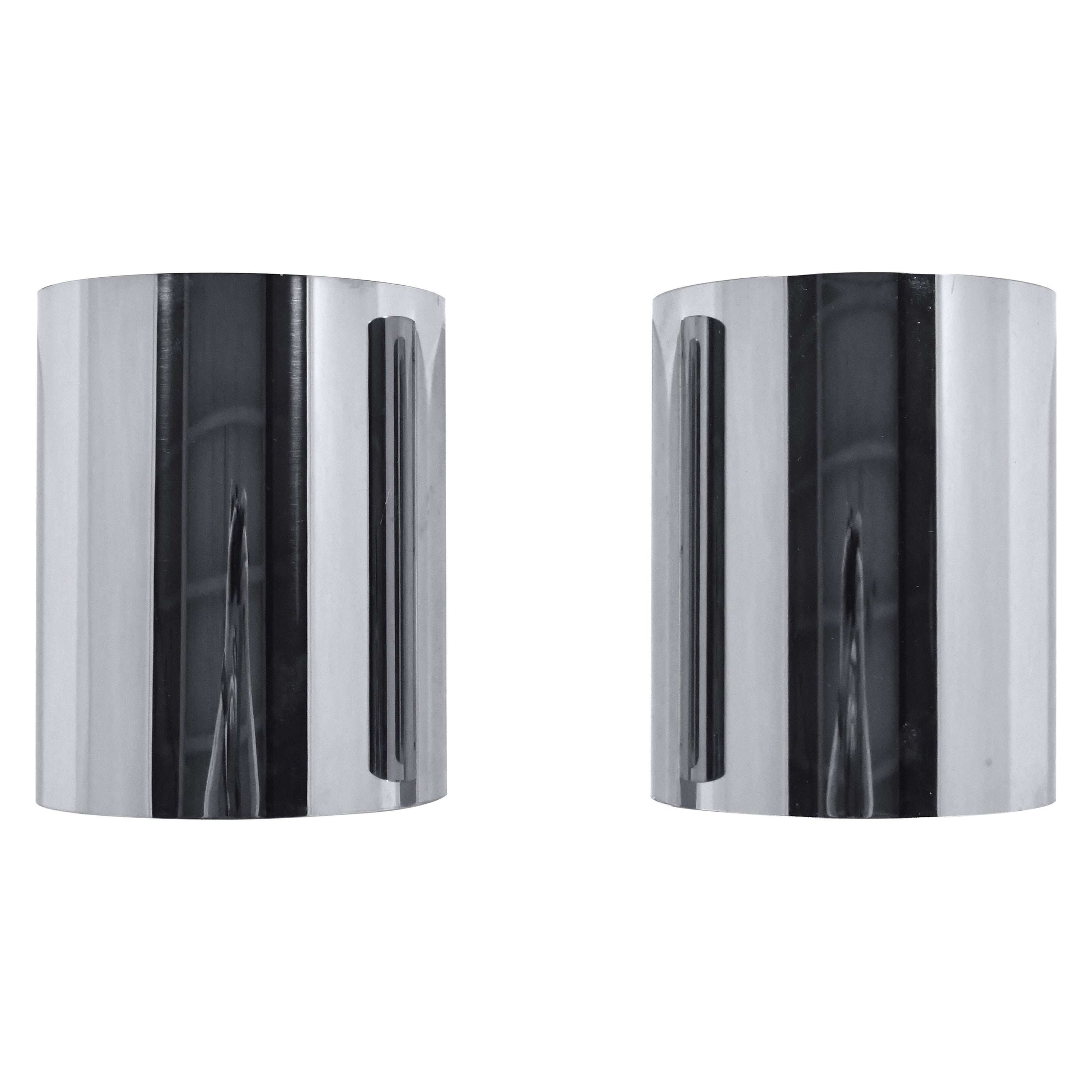 Minimalist Pair of Chrome Wall Sconces in the Manner of Jere For Sale