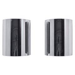 Minimalist Pair of Chrome Wall Sconces in the Manner of Jere