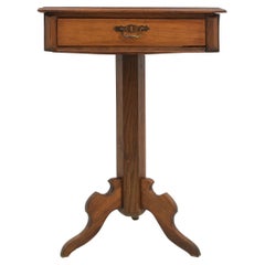 Gründerzeit Side Table with Drawer in Oak Pedestal, 1900