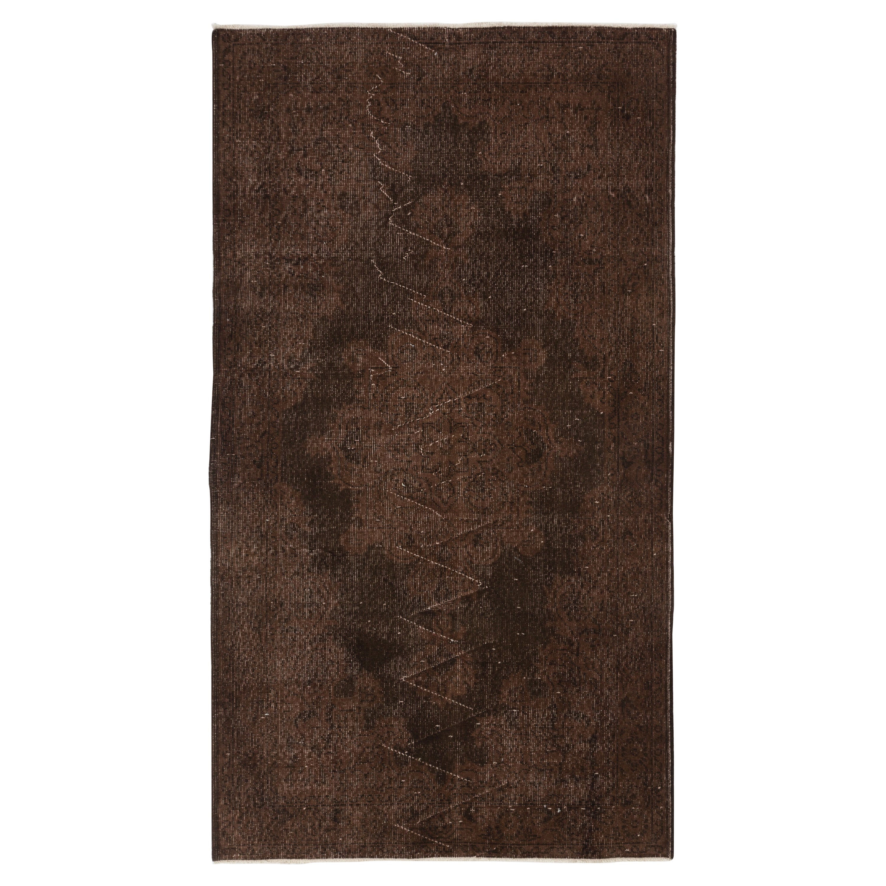 Handmade Vintage Anatolian Accent Rug in Brown for Contemporary Interiors