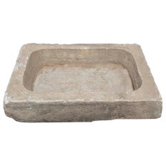 White Hand Carved Marble Washbasin with One Sink in a Single Block