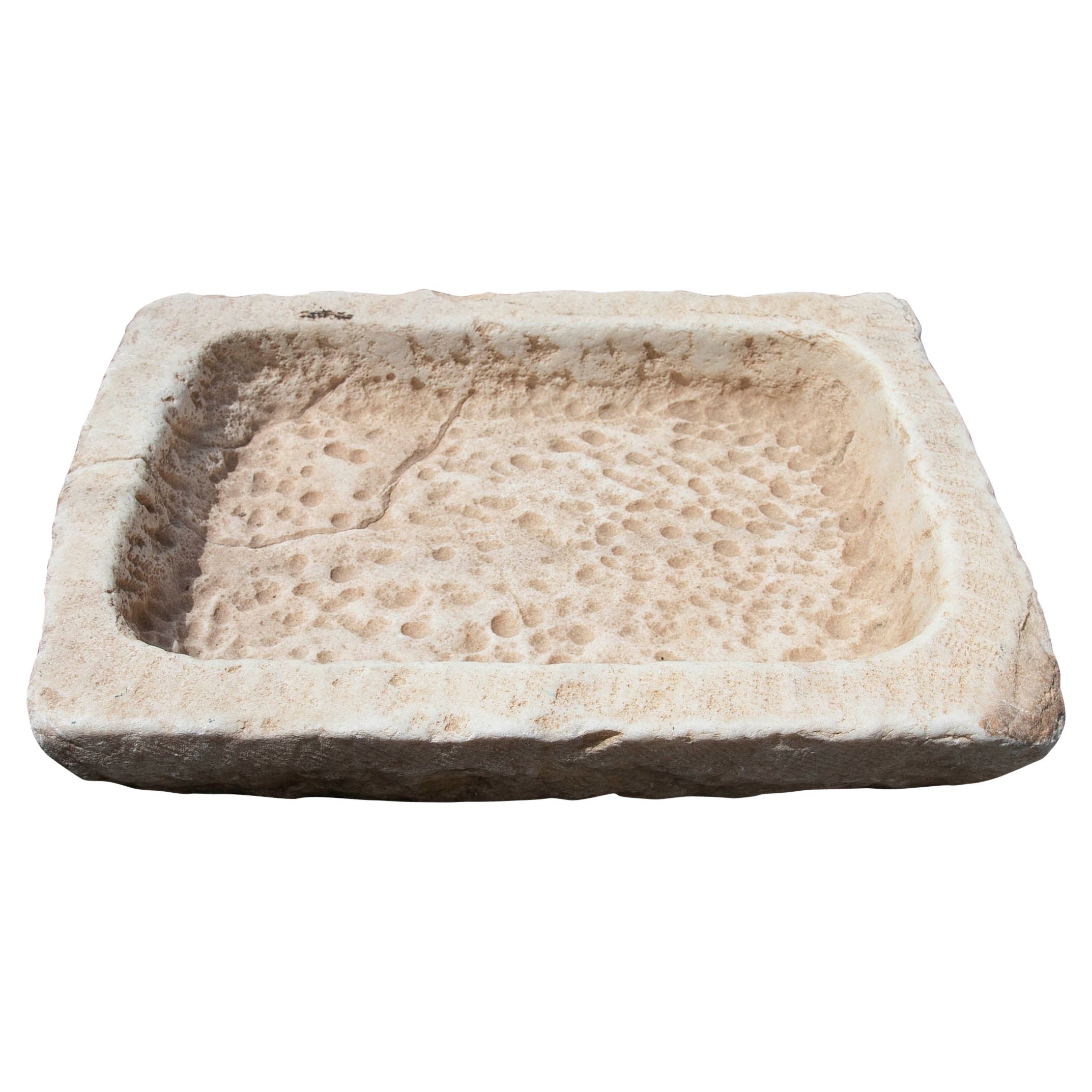 Weißer handgeschnitzter Waschbecken aus Marmor mit einem Waschbecken in einem einzigen Block 