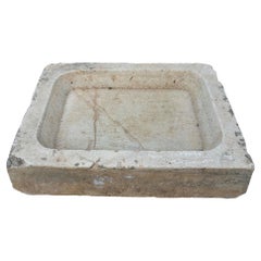 White Hand-Carved Marble Washbasin with One Sink in a Single Block 