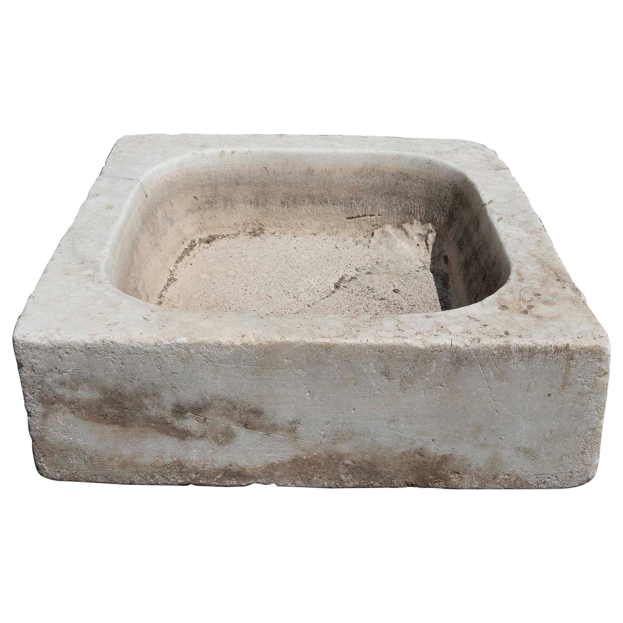 Weißer handgeschnitzter Waschbecken aus Marmor mit einem Waschbecken in einem einzigen Block