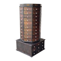 Used Industrial 98 Drawer Revolving Hardware Cabinet