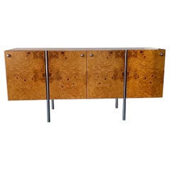 Table console en placage de bois d'ébène et chrome
