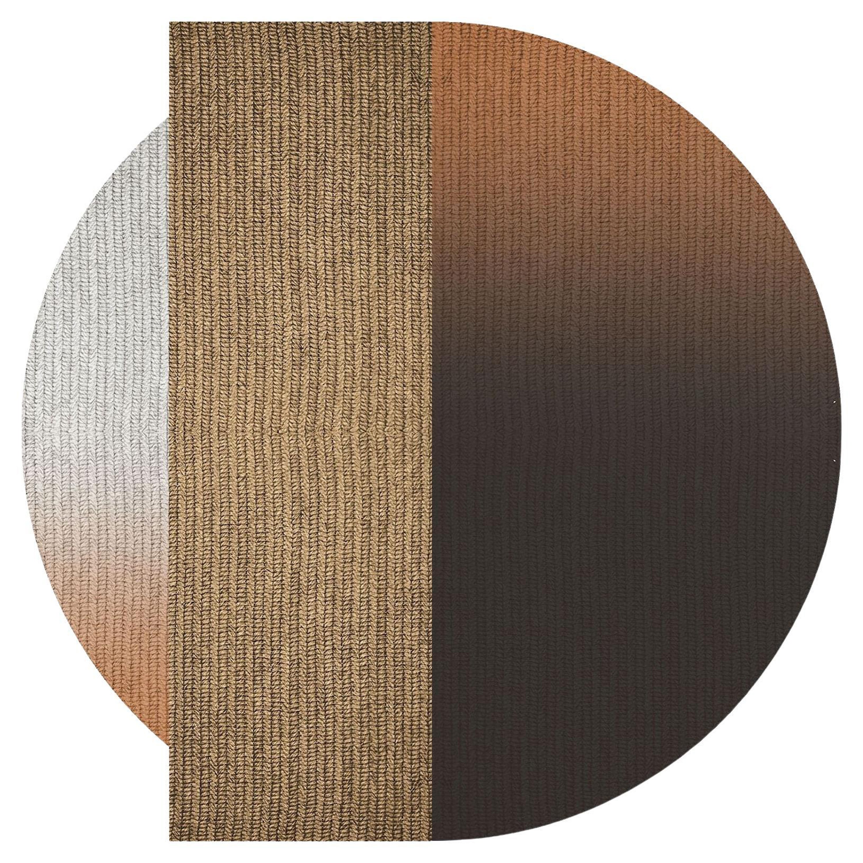 Teppich 'Flux' aus Abaca, Farbe 'Mahagoni', Ø 250cm von Claire Vos für Musett Design im Angebot