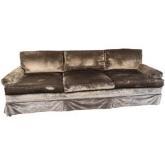 Elegant Mid-Century Modernist Sofa in Luxe Smoked Gray Velvet 3