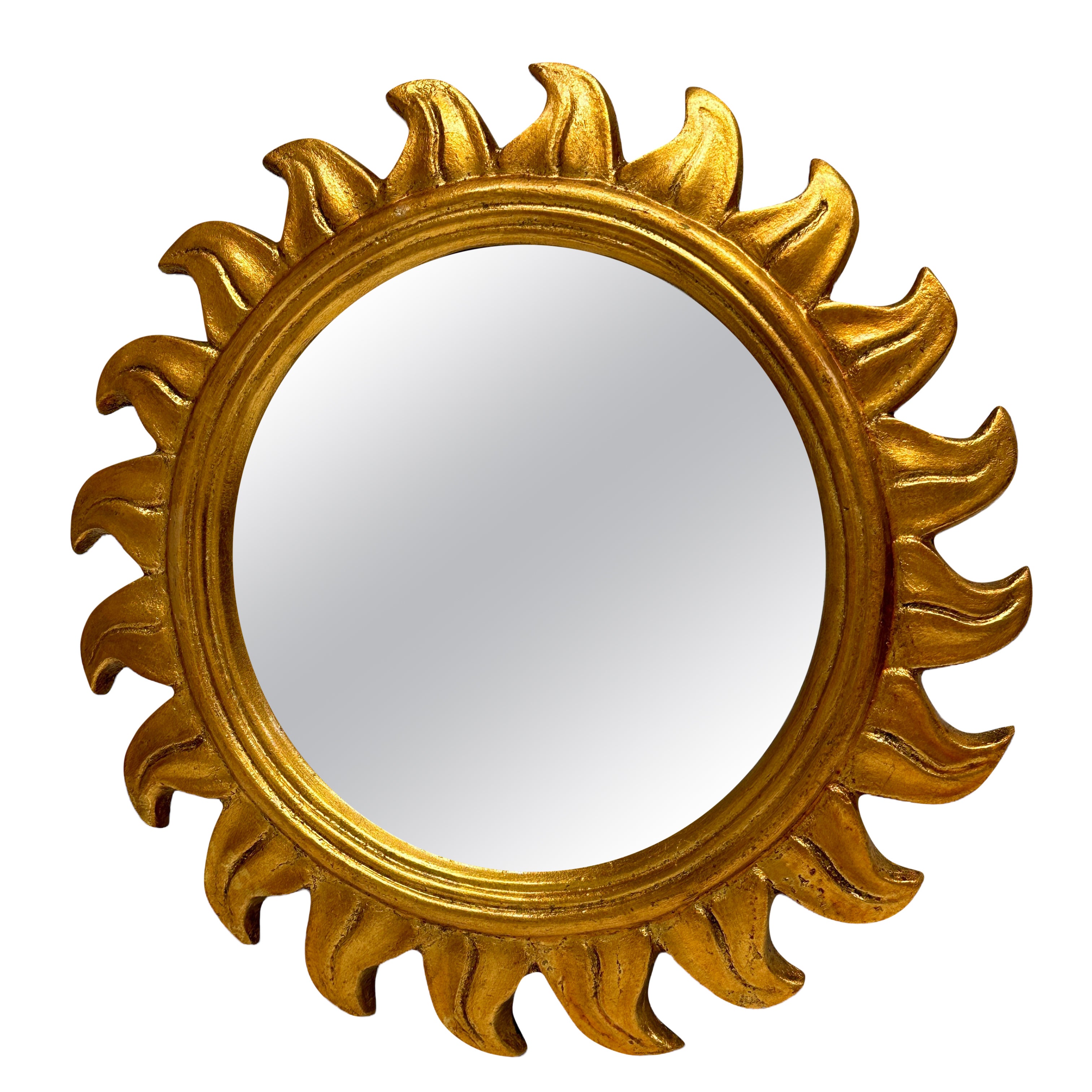 Stunning Starburst Sunburst Sun Gilded Resin Mirror, Belgium, circa 1970s For Sale