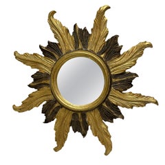 Marvelous Starburst Sunburst Mirror Gilded Composition Italy, 1950s