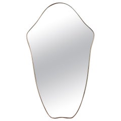 Vintage Midcentury Italian Wall Mirror with Brass Frame 'circa 1950s', Large