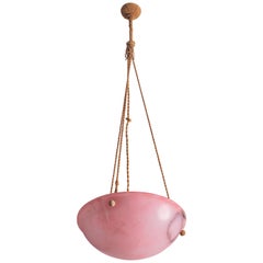 Antique Liberty Pink Alabaster Chandelier, 1940s