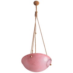 Antique Liberty Pink Alabaster Chandelier, 1940s