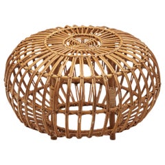 Vintage Bamboo and Rattan Ottoman by Franco Albini Attributed, Italy, 1960s