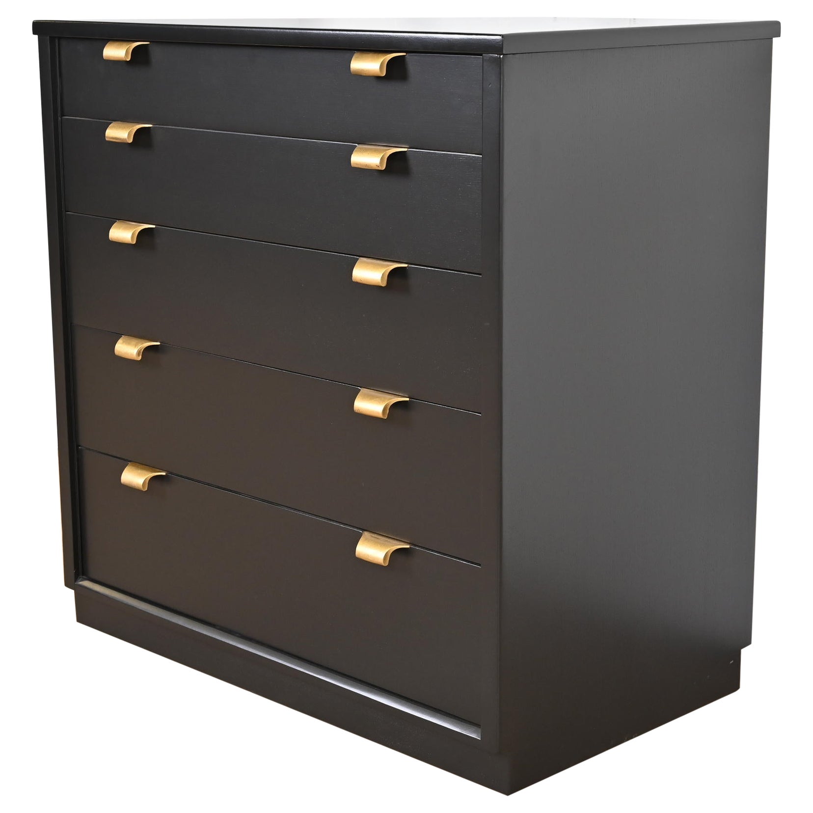 Edward Wormley for Drexel Precedent Black Lacquered Bachelor Chest, Refinished For Sale
