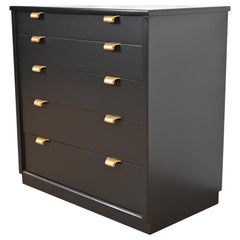 Edward Wormley for Drexel Precedent Black Lacquered Bachelor Chest, Refinished