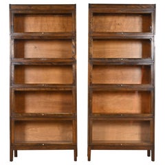 Vintage Shaw Walker Arts & Crafts Mahogany Five-Stack Barrister Bookcases, Pair