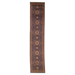 Runner in lana Oushak turco antico del 20° secolo con motivo Allover e colore Roxy Brown