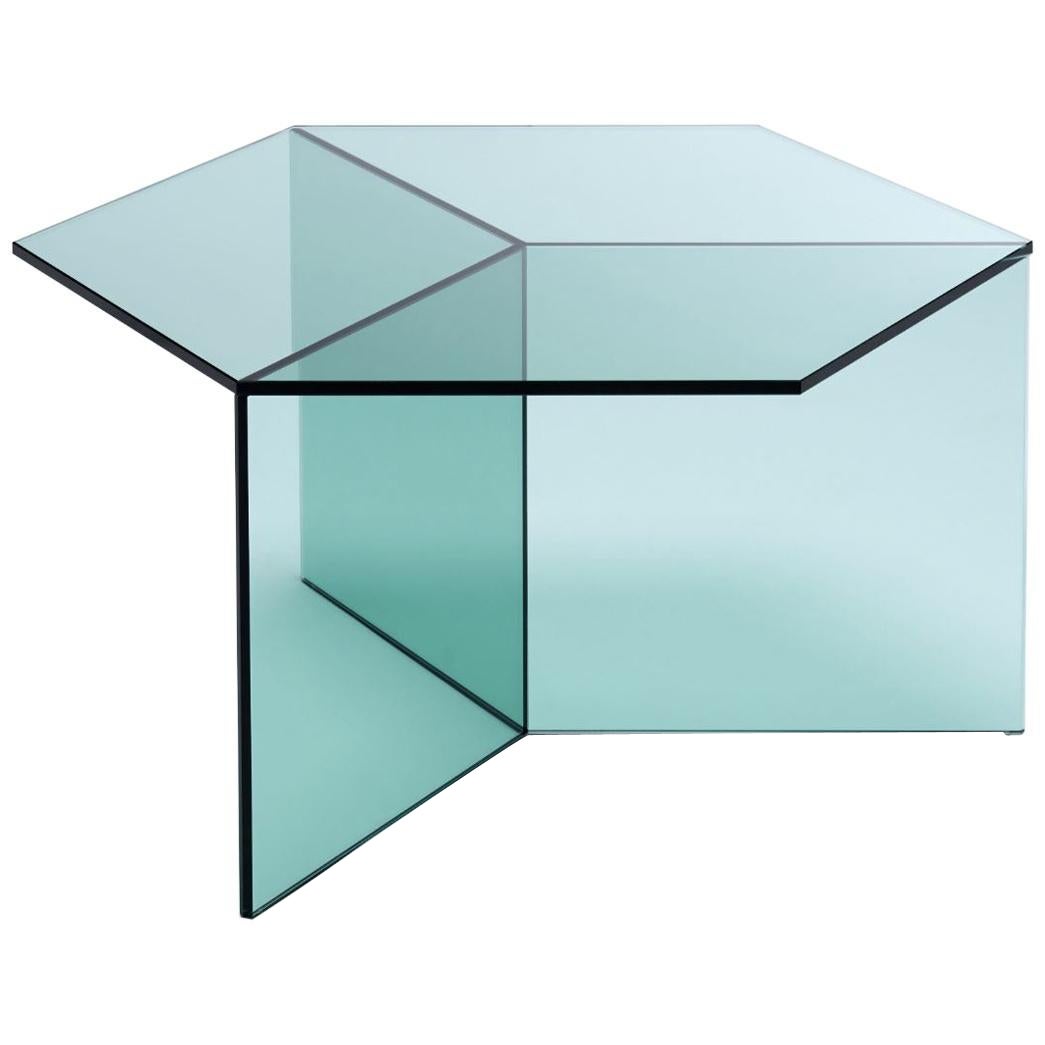 Couchtisch „Isom Square“ aus klarem Glas, Sebastian Scherer