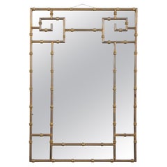 Mid-20th Century Maison Bagues Style Chinoiserie Faux Bamboo Brass Mirror