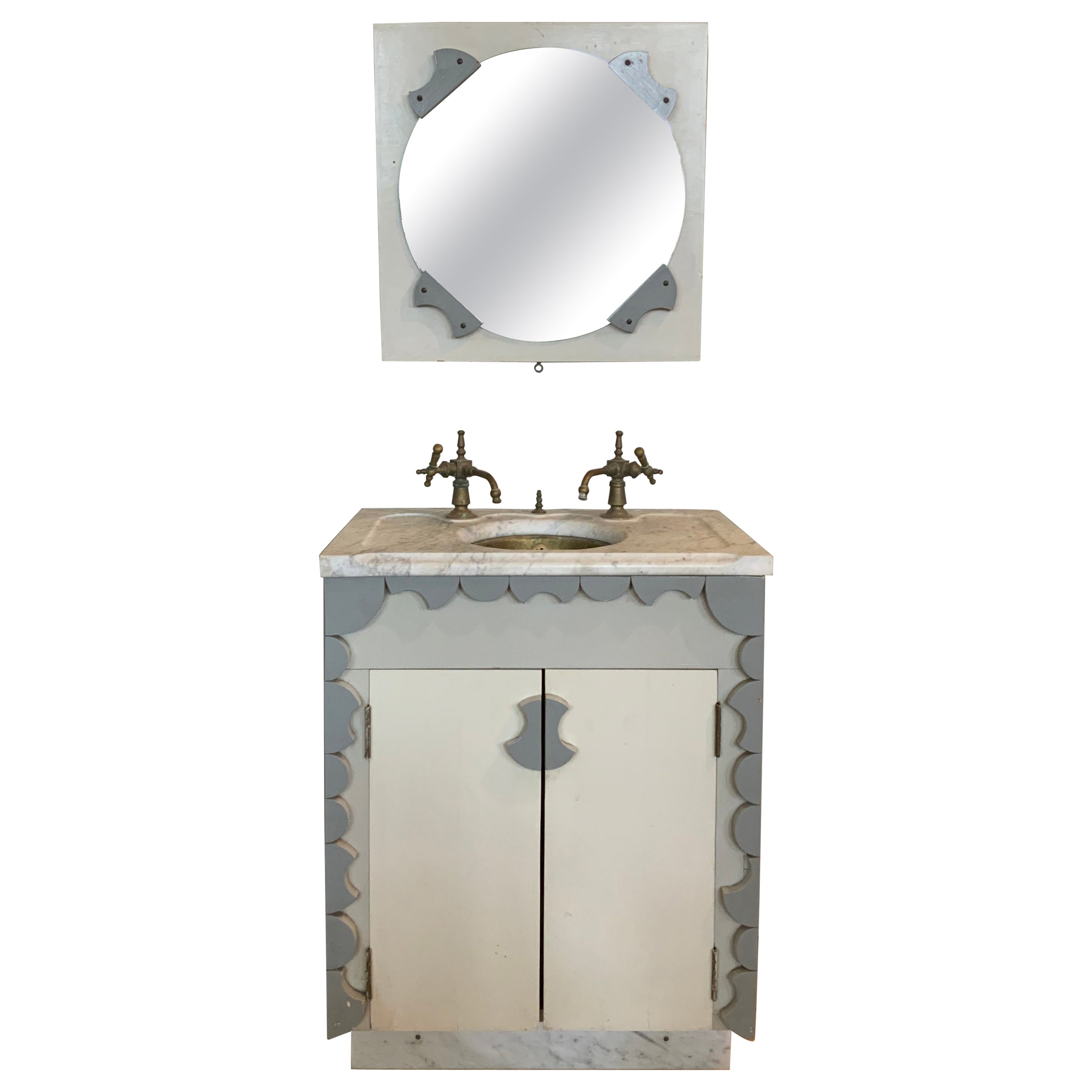 Antique French Galvanized Steel Farmhouse Double Sink at 1stDibs