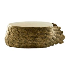 Tavolino in ottone con piume d'oro di Misaya