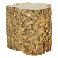 Skulpturaler Log-Hocker aus Messing – Großformat von Misaya