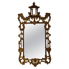 Vintage Italian Chinese Chippendale Style Carved Giltwood Pagoda Mirror