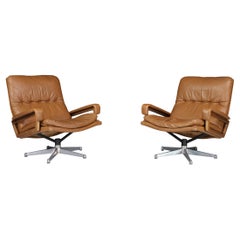 Used Cognac 'King' Chairs by André Vandenbeuck for Strässle, Switzerland, 1970s 