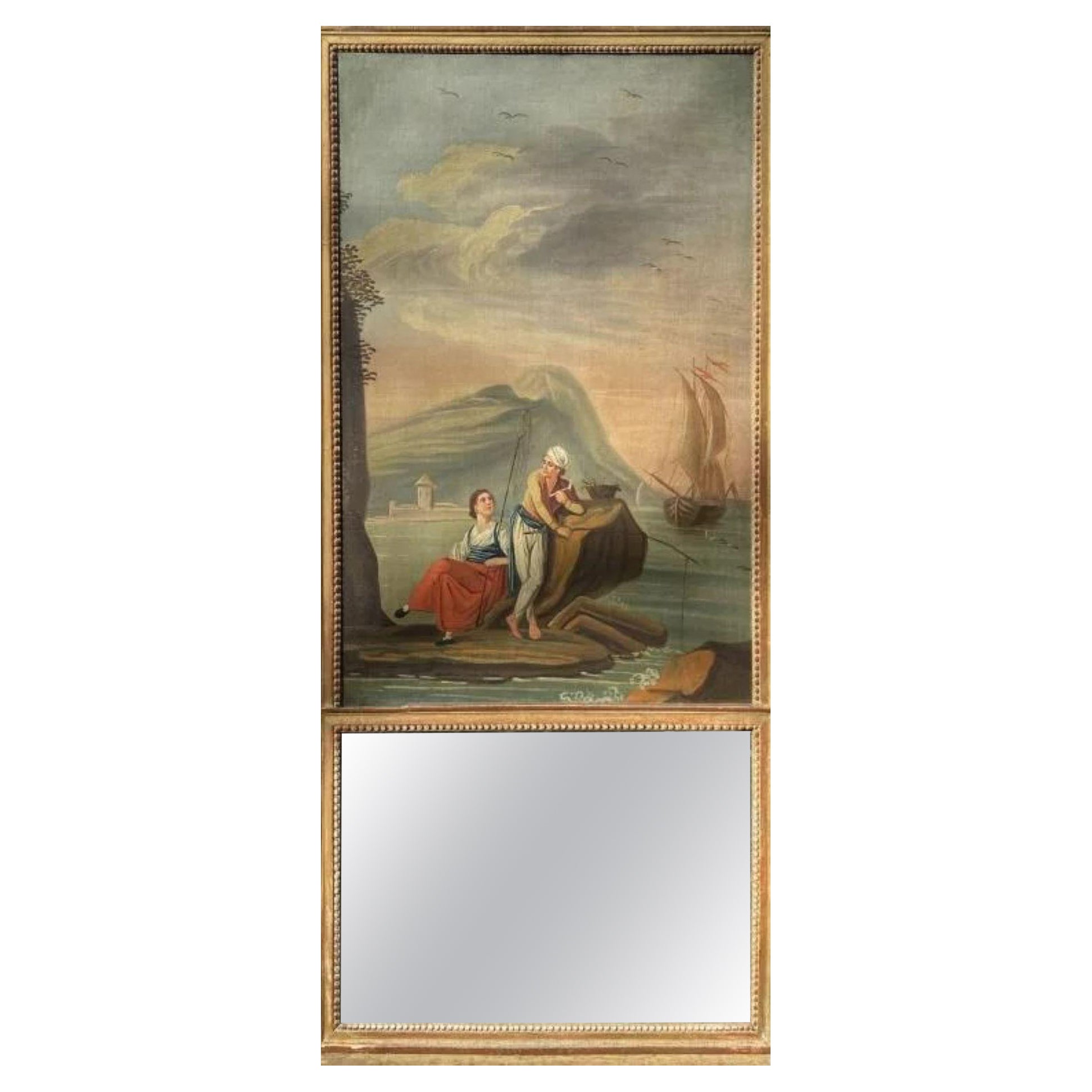 Trumeau d'époque Louis XVI, scène de front de mer en vente