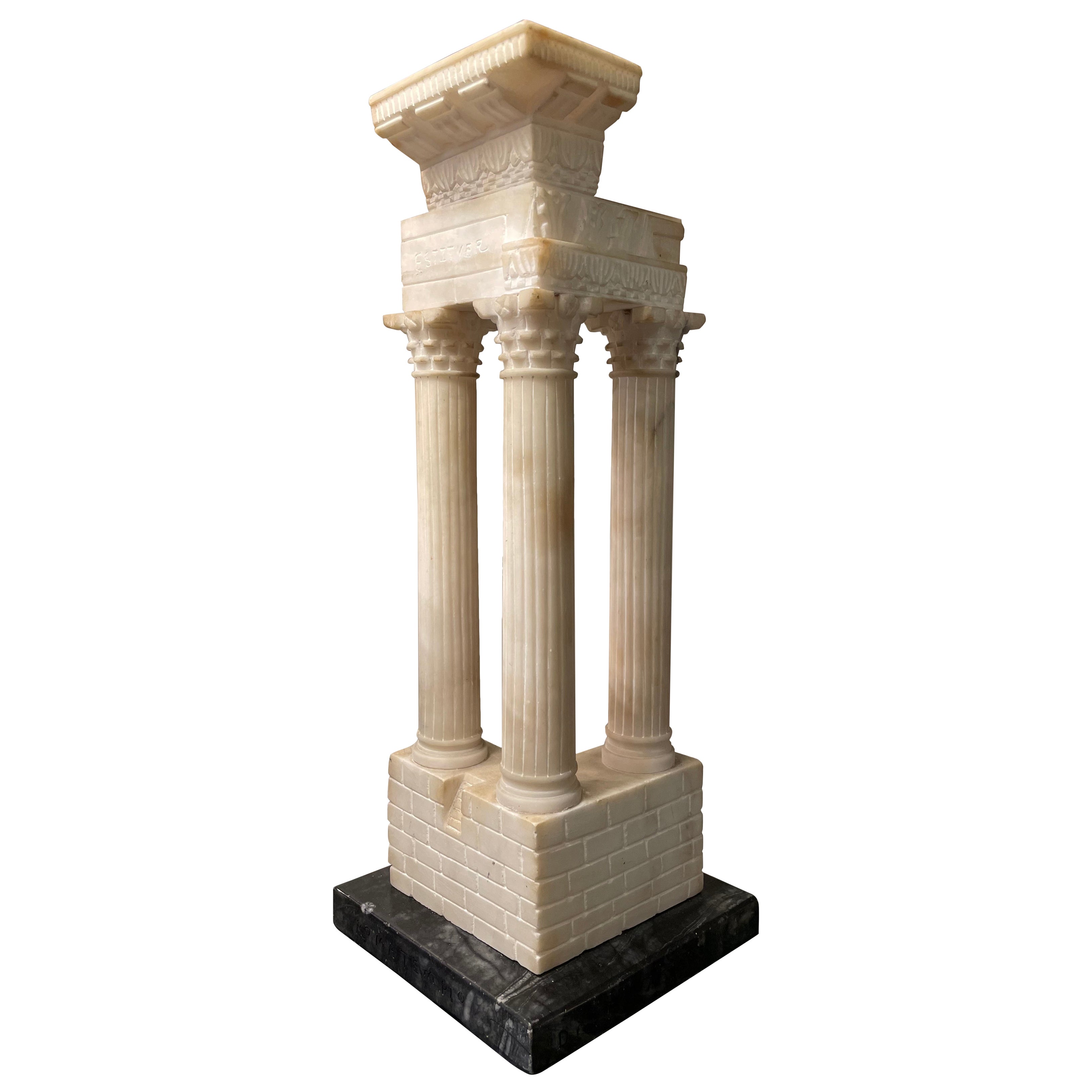 Italian Grand Tour Alabaster Model the Roman Forum Temple of Vespasian For Sale