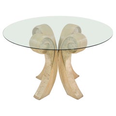 Pencil Reed, Travertine and Glass Dining Table