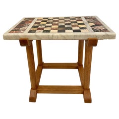 Rare Marble Chess Table Top on Oak Base