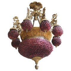 Lustre de style baroque avec grappes de raisins en verre